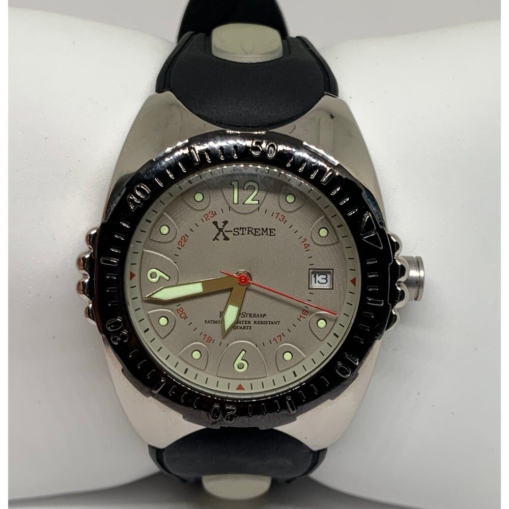 Field & Stream X-streme collection black silver tone Mens date watch running